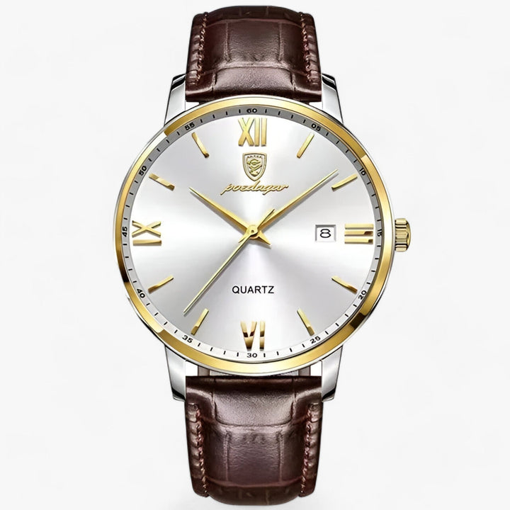 Montre homme de luxe Adrien avec bracelet en cuir noir, cadran épuré. Idéale pour un look élégant et intemporel.