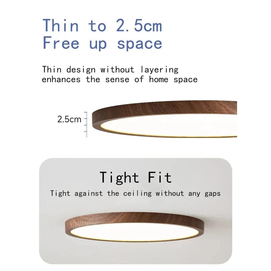 Décoration de plafond avec ce plafonnier LED bois design, style moderne et épuré pour votre maison.