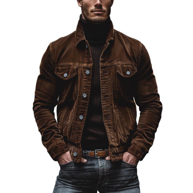 Veste homme workwear vintage kaki avec poches fonctionnelles pour un style décontracté et robuste.