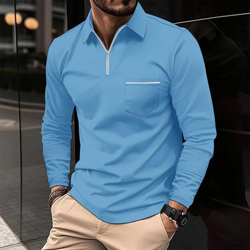 Mode masculine: polo homme manches longues, élégance décontractée et confortable. Avec poche pratique.