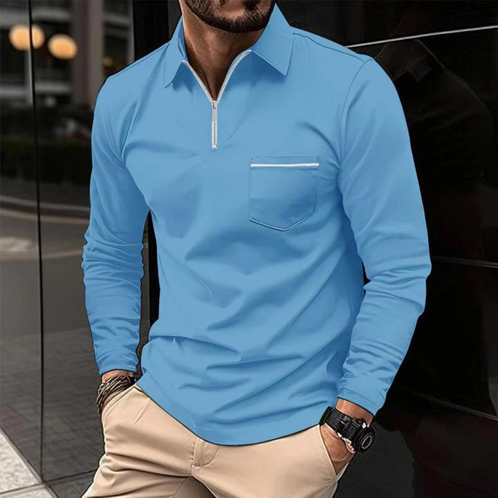 Mode masculine: polo homme manches longues, élégance décontractée et confortable. Avec poche pratique.