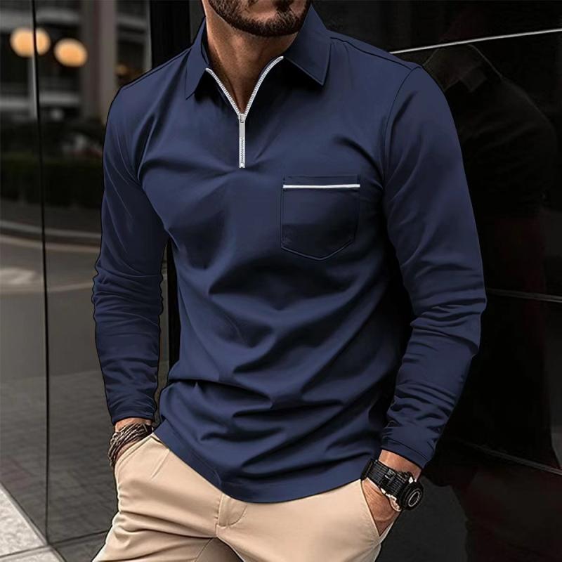 Polo homme manches longues premium, coupe décontractée et poche poitrine. Confort élégant garanti.