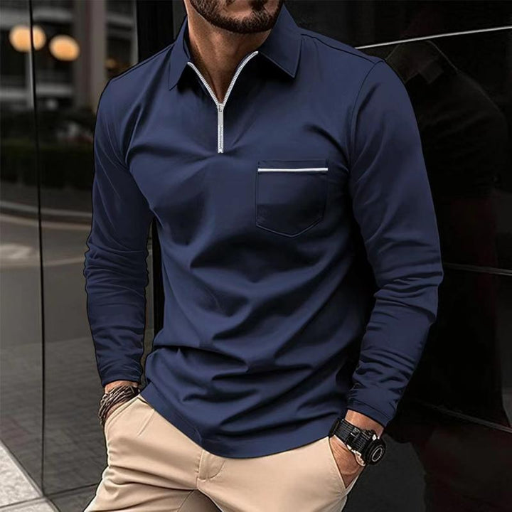 Polo homme manches longues premium, coupe décontractée et poche poitrine. Confort élégant garanti.