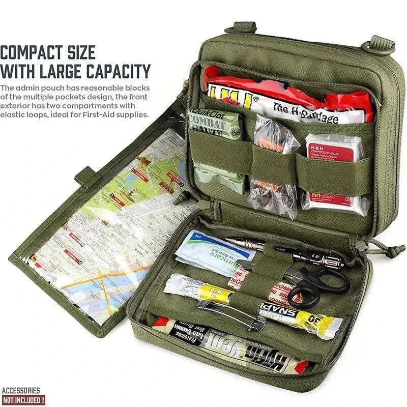 Pochette polyvalente MOLLE en nylon robuste, excellente pour l'organisation militaire ou de plein air.