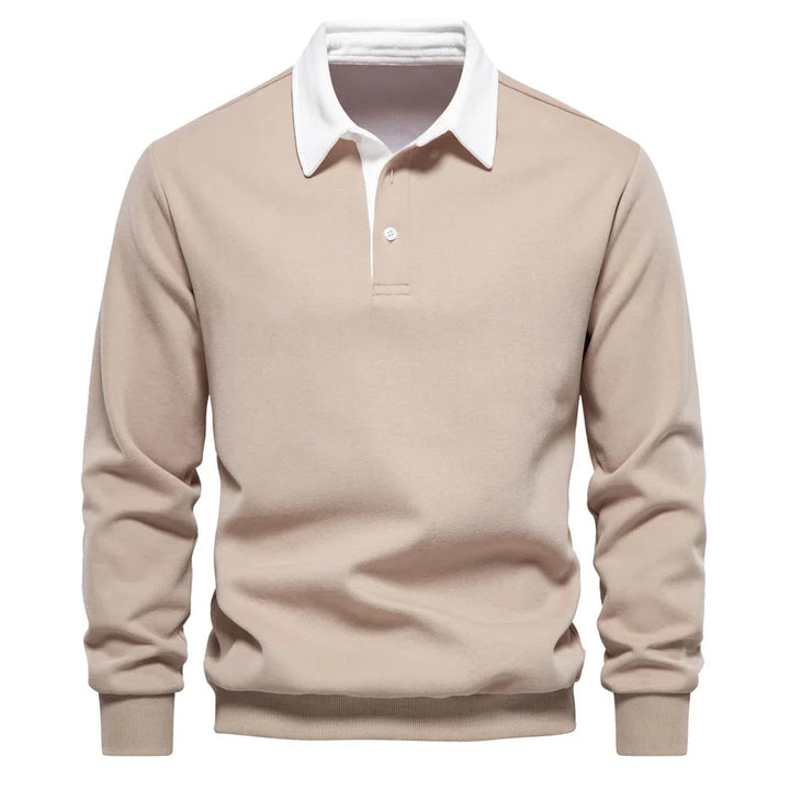 Chemise polo homme rugby confortable en coton, manches longues, look sportif décontracté. Parfaite pour hiver.