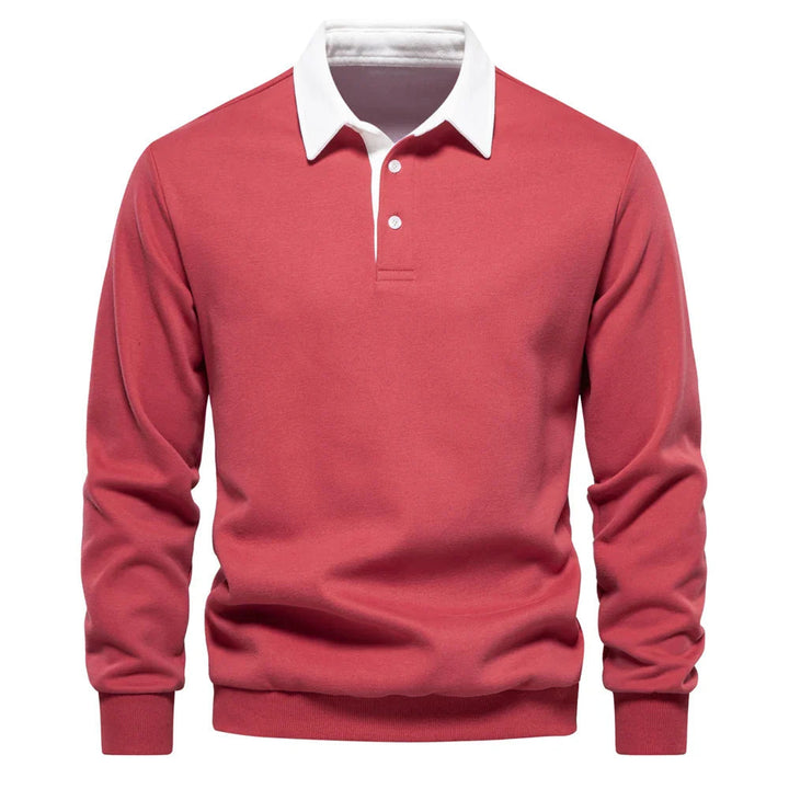 Polo homme rugby polyvalent, manches longues, style sportif-chic. Idéal mode décontractée ou élégante automne/hiver.