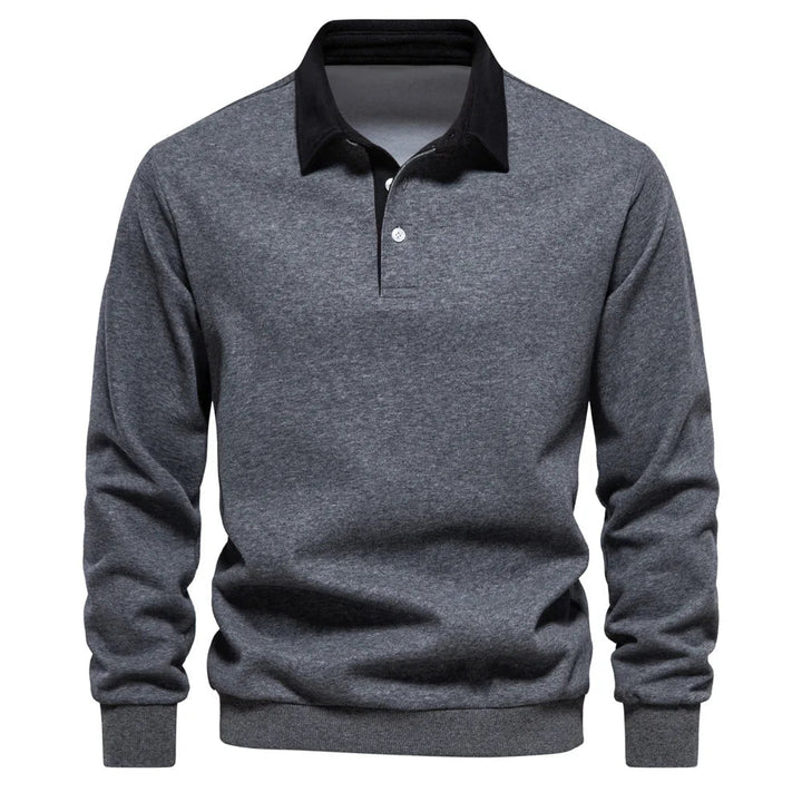 Chemise polo homme manches longues, design rugby, style élégant et sportif. Confortable pour automne/hiver.