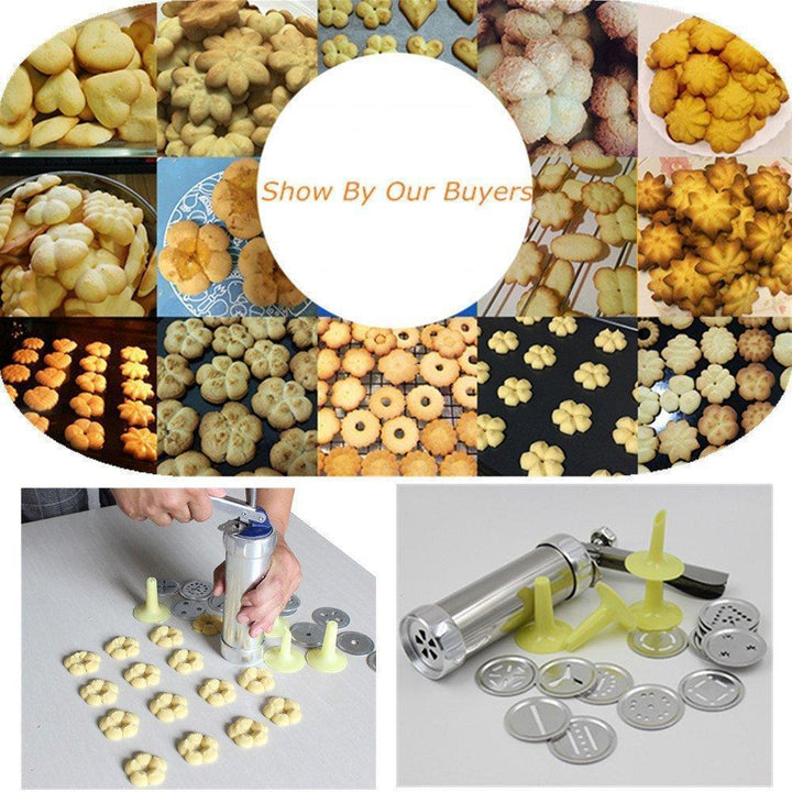 Presse à biscuits manuelle en inox, outil de pâtisserie robuste pour des biscuits délicieux et sans effort.
