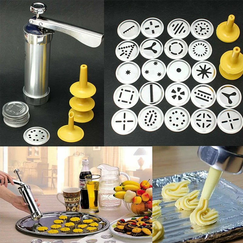 Presse à biscuits inox pour desserts gourmands, créez des biscuits parfaits et faits maison facilement.