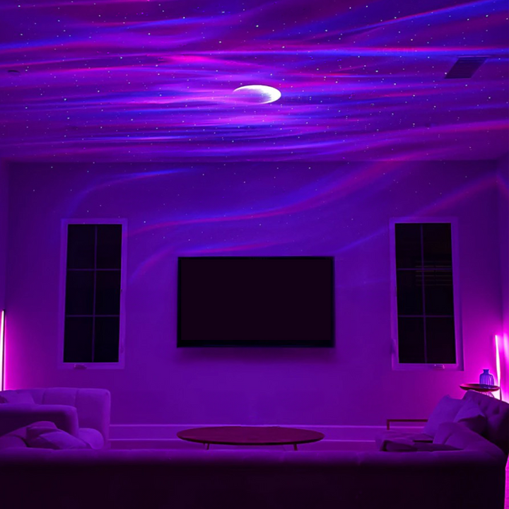 Veilleuse projecteur Aurore Boréale parfaite pour la chambre. Crée une ambiance de sommeil douce et décorative.