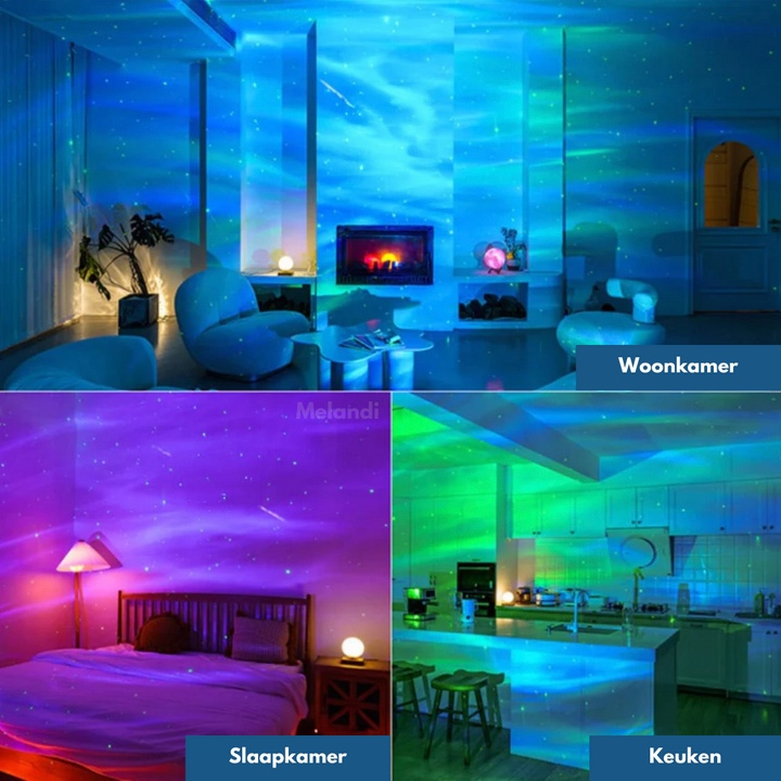Illumination magique avec ce projecteur d'Aurores Boréales. Apporte une ambiance unique et relaxante à l'intérieur.