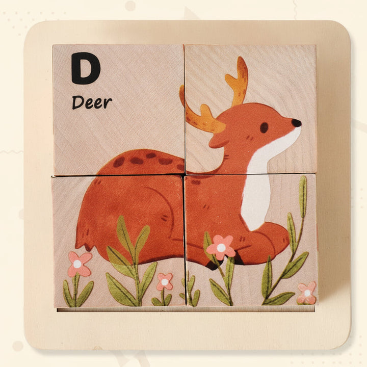 Set de puzzles animaux en bois Montessori pour enfant. Développe l'apprentissage et la reconnaissance des formes.