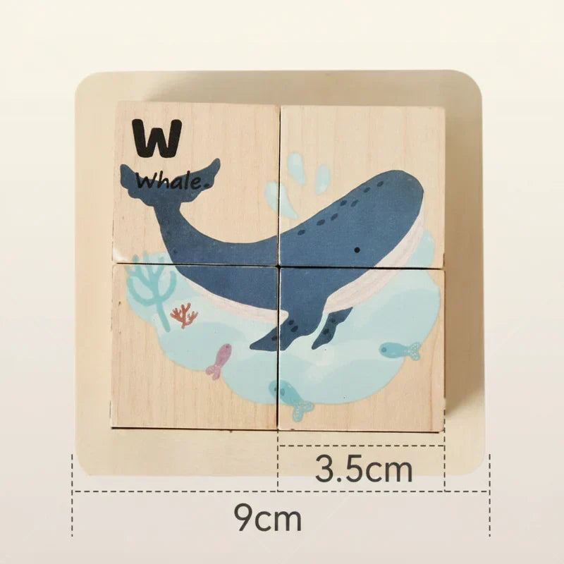Puzzles en bois sécurisés Montessori pour enfants: 6 animaux colorés pour le développement éducatif.