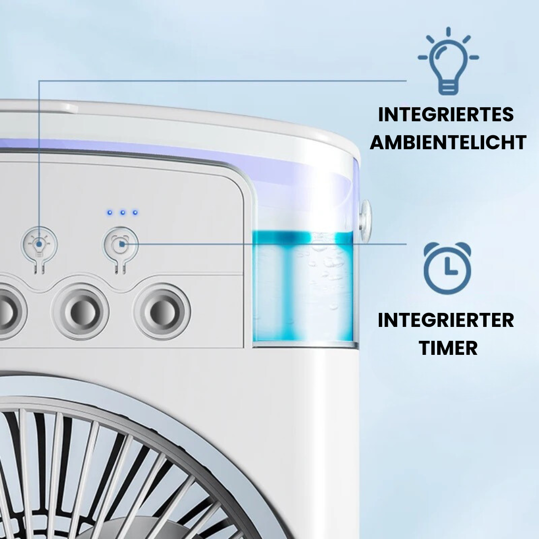 Appareil rafraîchisseur d'air sans fil, parfait pour rester au frais en été, portable et efficace.
