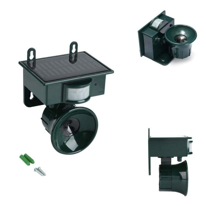 Protection autonome pour jardin : répulsif solaire à ultrasons contre les oiseaux. Solution écologique extérieure.