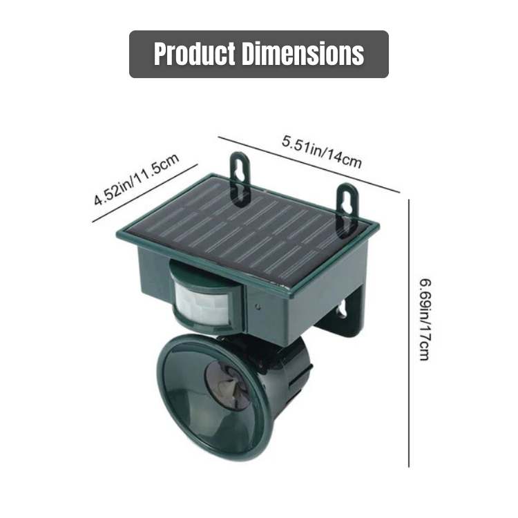 Répulsif solaire à ultrasons éloignant les oiseaux du jardin. Solution de protection extérieure autonome et écologique.