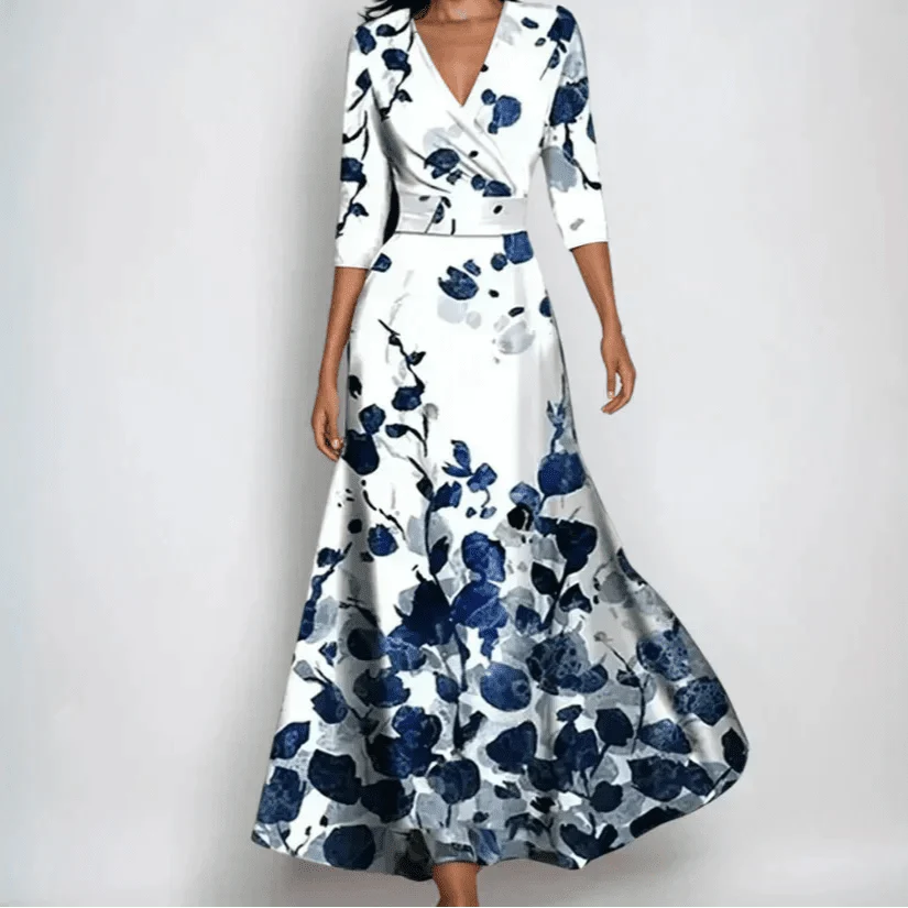 Robe midi fleurie chic et polyvalente pour femme. Idéale pour un look élégant et décontracté au quotidien.
