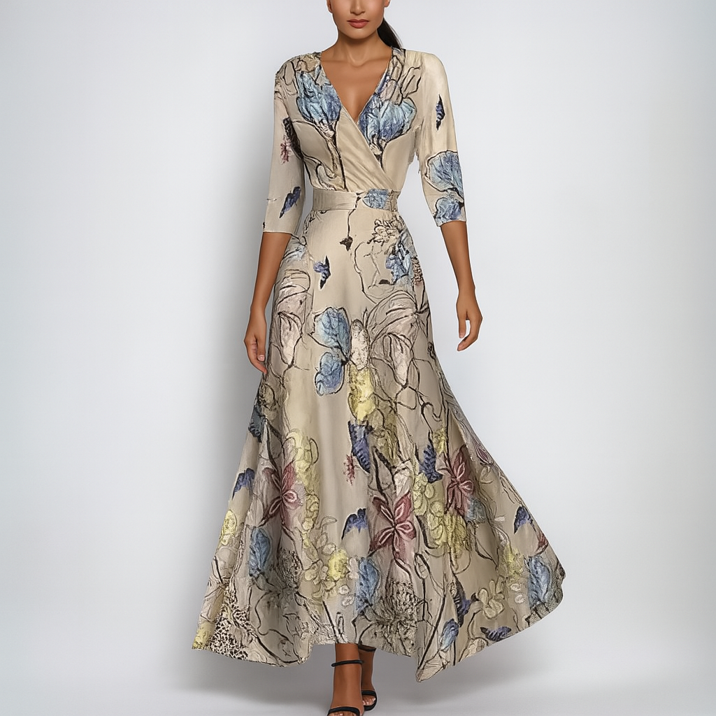 Robe d'été longue et fluide pour femme, style bohème décontracté, parfaite pour les vacances.