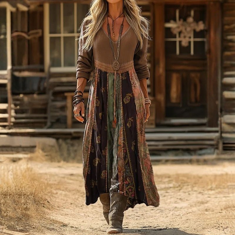 Robe mi-mollet élégante pour femme, manches longues. Style chic et confortable, parfaite pour le bureau ou décontracté.