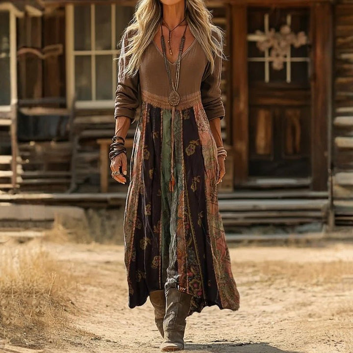 Robe mi-mollet élégante pour femme, manches longues. Style chic et confortable, parfaite pour le bureau ou décontracté.