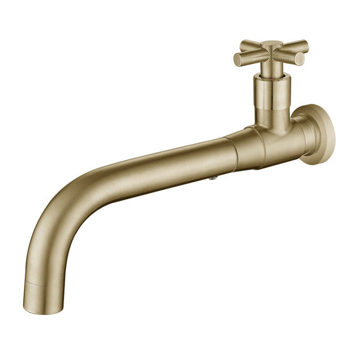Robinet de salle de bain mural en inox, bec orientable, poignée unique. Résistant et design.