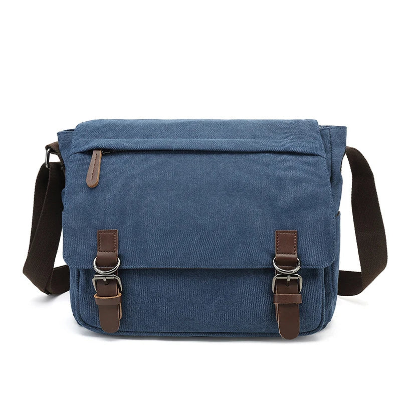 Sac bandoulière homme en toile robuste, compartiments multiples pour une organisation quotidienne.