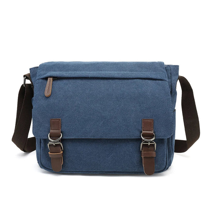 Sac bandoulière homme en toile robuste, compartiments multiples pour une organisation quotidienne.