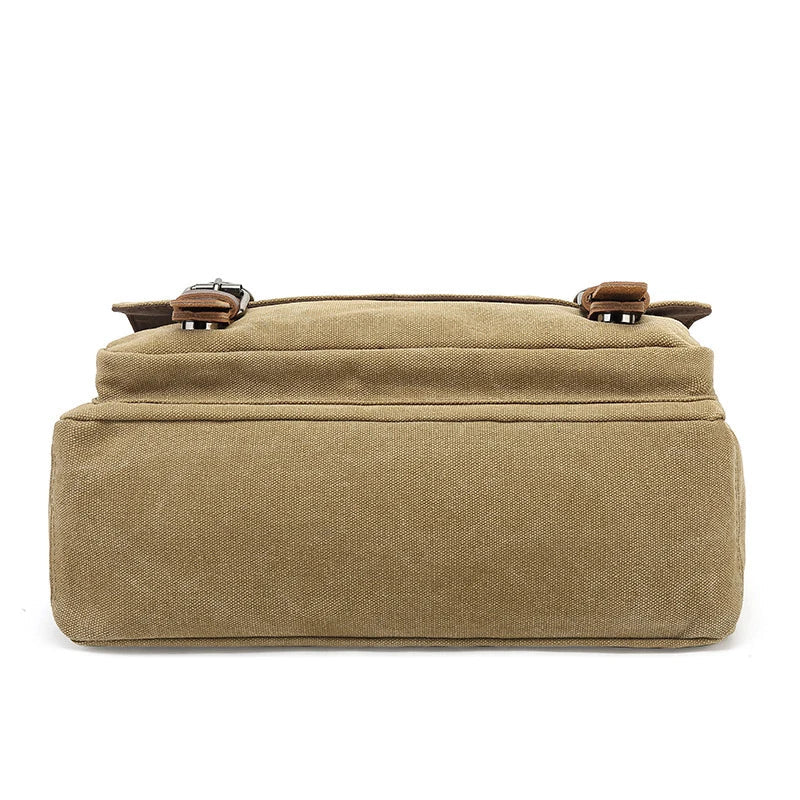 Sac bandoulière homme, toile robuste, couleur beige, pour une organisation facile et un style décontracté.
