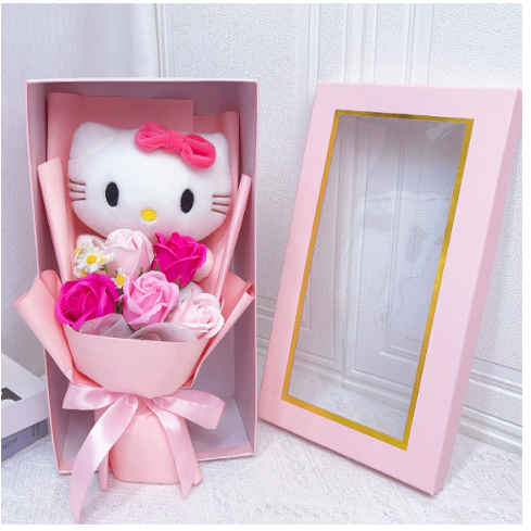 Bouquet fantaisie vibrant de fleurs synthétiques multicolores et chatons souriants. Décoration joyeuse et cadeau parfait.