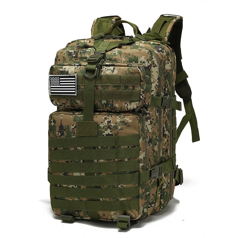 Sac à dos 50L résistant à l'eau pour aventure, randonnée et camping.
