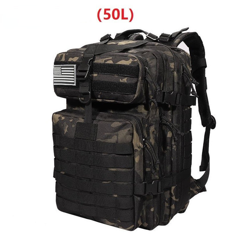 Sac à dos 50L robuste pour aventure, randonnée, voyage et extérieur.