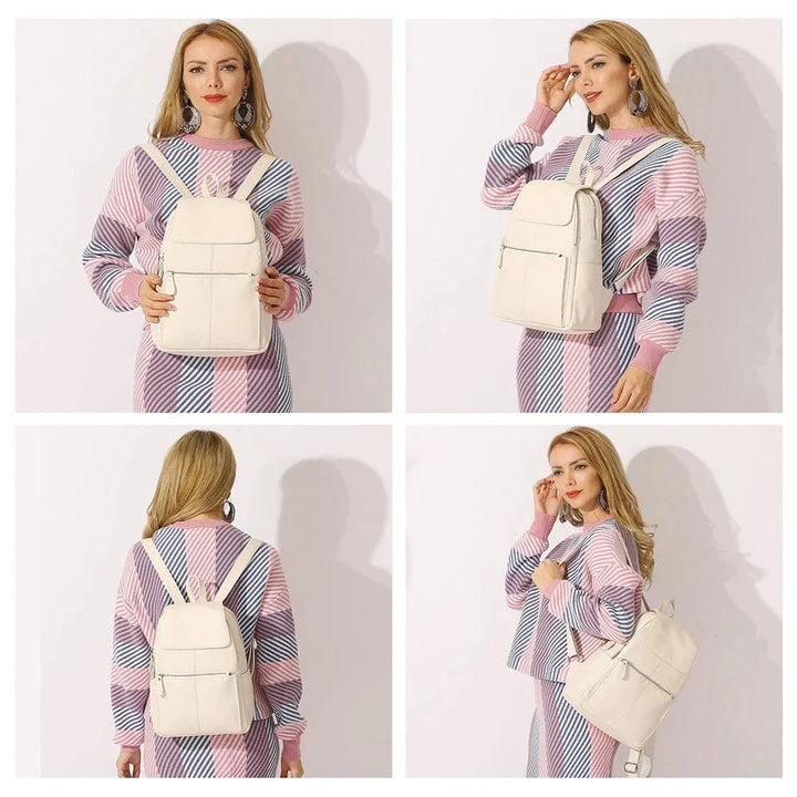 Sac à dos en cuir pour femme, style sophistiqué, parfait pour ajouter une touche d'élégance à votre tenue.
