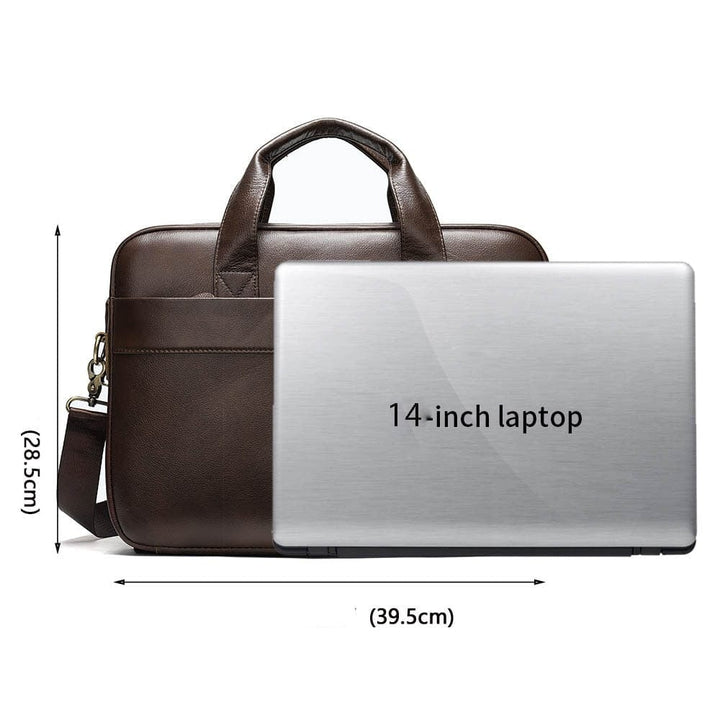 Sac professionnel homme en cuir vegan, parfait pour transporter ordinateur et documents avec style et confort.
