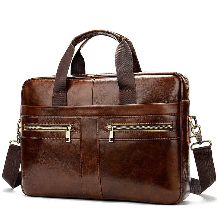 Intérieur spacieux d'un sac homme en cuir vegan, compartiments organisés pour affaires professionnelles.
