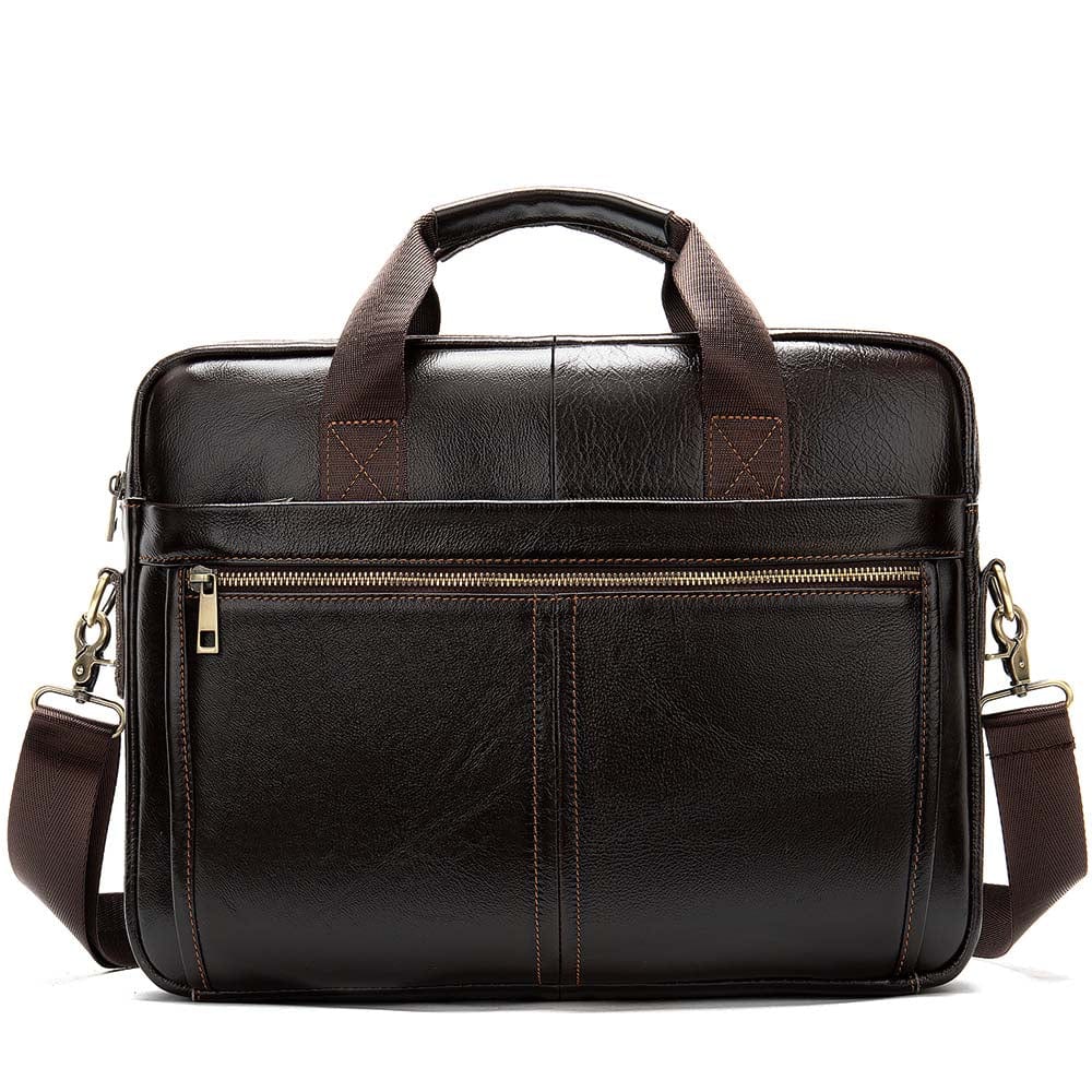Sac à main homme élégant en cuir vegan noir, idéal pour les affaires et le travail au bureau.
