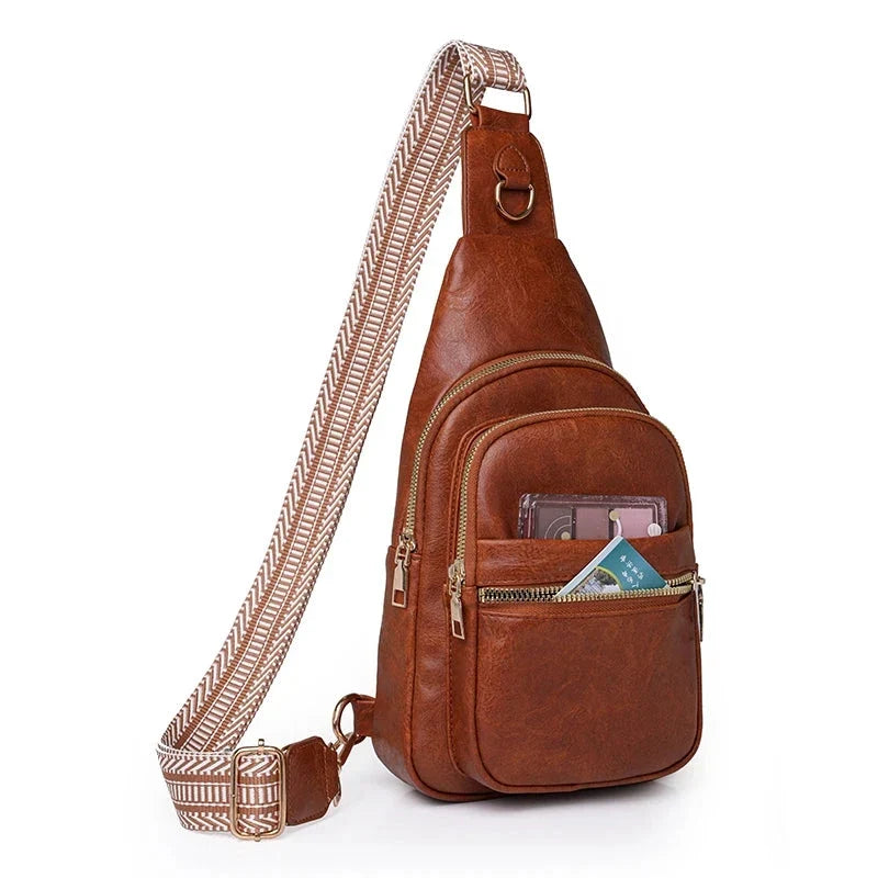 Sac bandoulière femme élégant, type sac banane en cuir PU. Idéal pour le sport et le style.