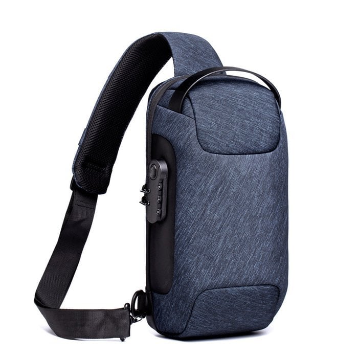 Sac antivol unisexe pratique pour voyager, avec multiples compartiments et accès USB.