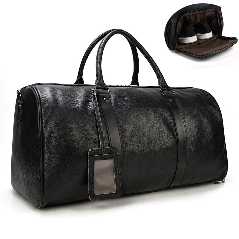 Sac de voyage femme en cuir marron, élégant et robuste. Parfait pour un week-end ou une escapade.