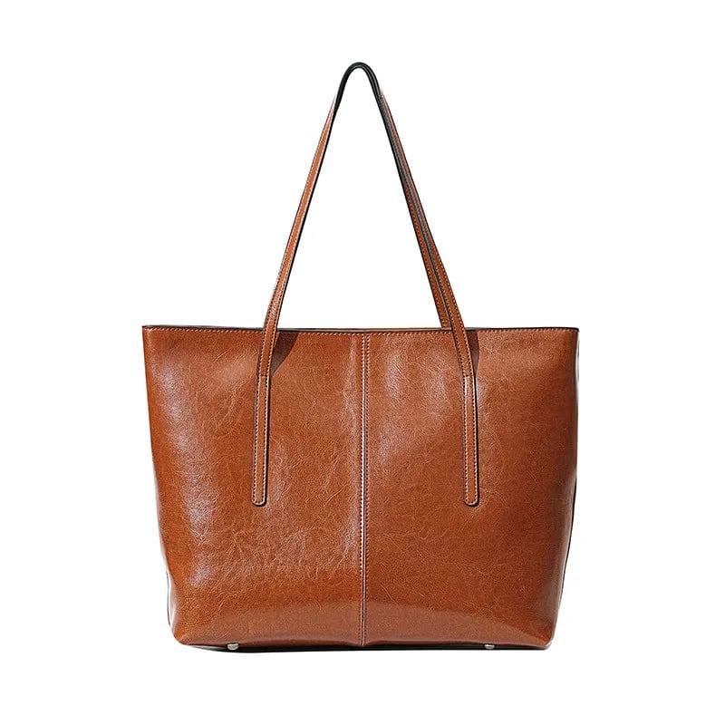 Grand sac cabas en cuir véritable pour femme, style business chic, parfait pour le bureau.
