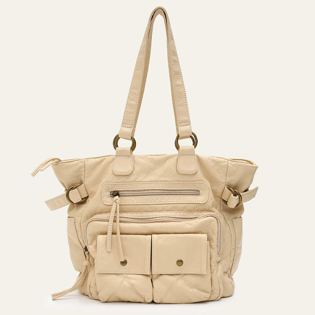 Sac pratique et spacieux pour étudiante, en cuir synthétique, transport facile à l'épaule.