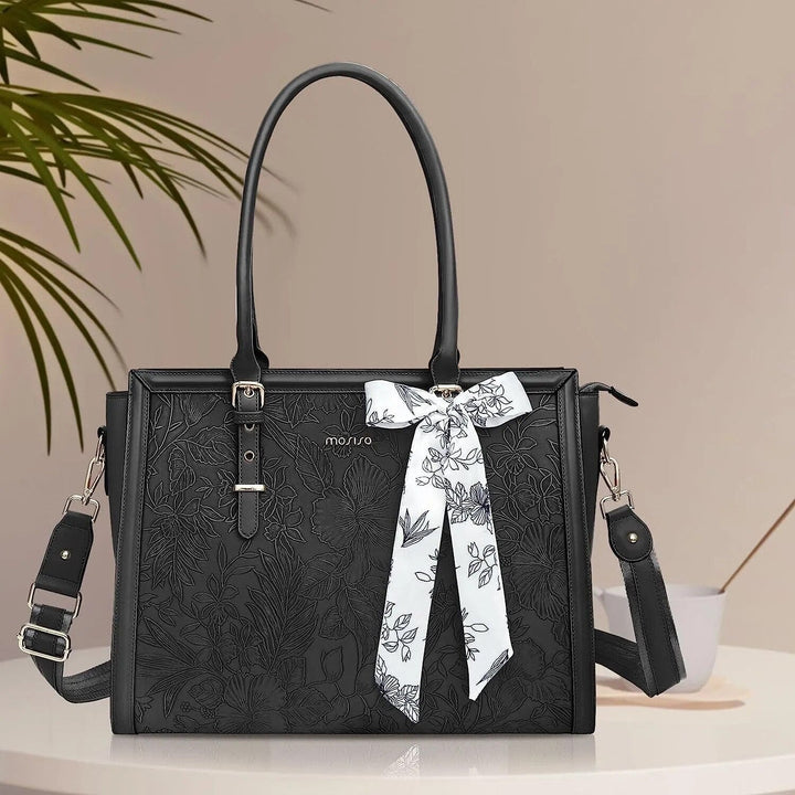 Accessoire mode femme, sacoche ordinateur 15-17 pouces en cuir PU, pour travail organisé et élégant.