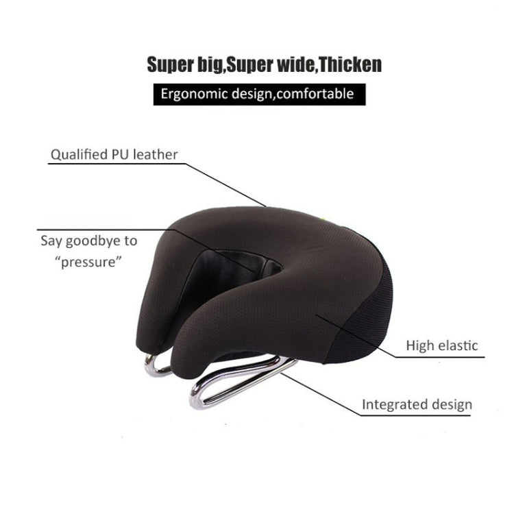 Selle de vélo VTT mixte noire avec rembourrage épais pour un confort supérieur en cyclisme et montagne.