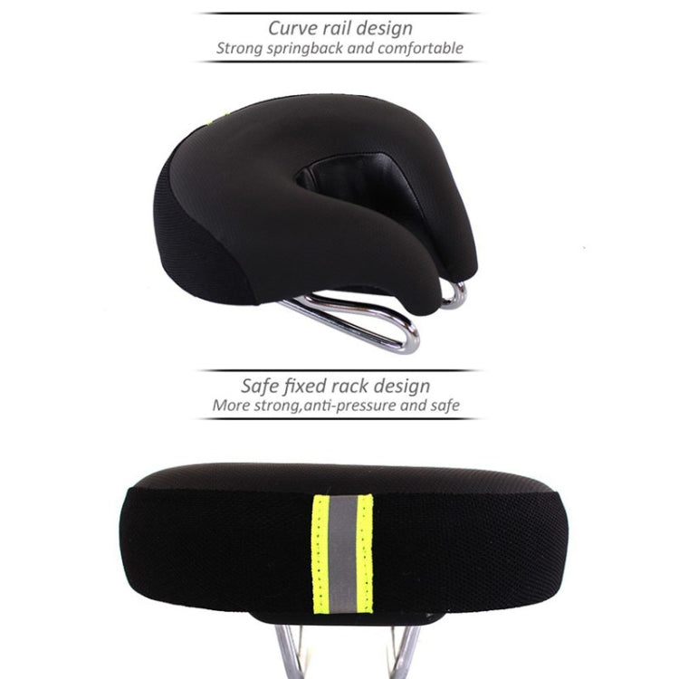 Selle vélo VTT noire à rembourrage épais, sans bec. Confort inégalé pour longues sorties cyclisme sur montagne.