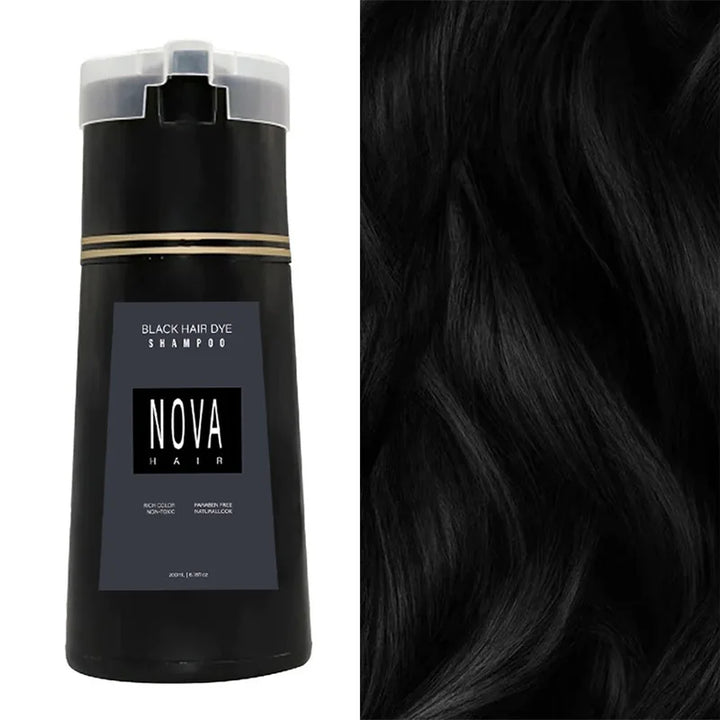 Shampooing colorant pour cheveux gris, offrant une couleur riche et un soin rapide et efficace.