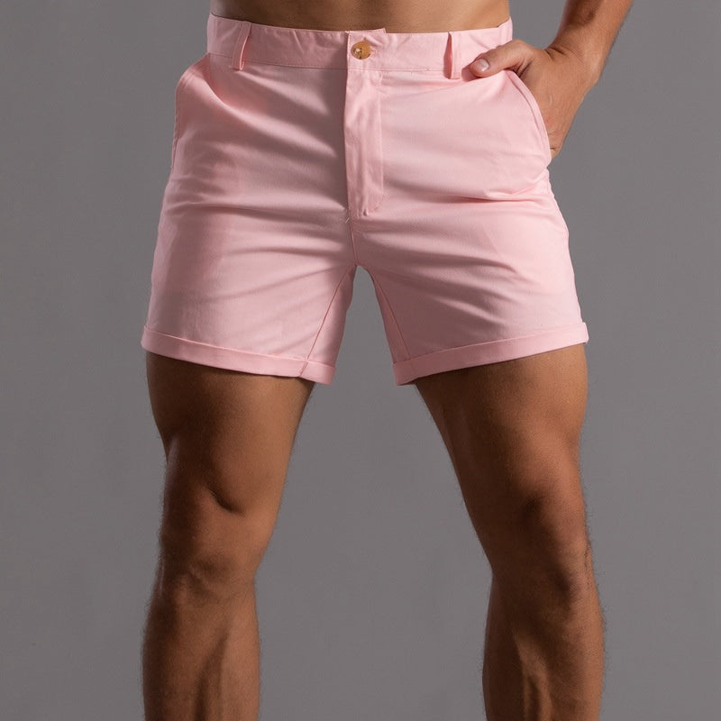 Short chino homme coupe ajustée, vêtement confortable et stylé pour mode masculine.
