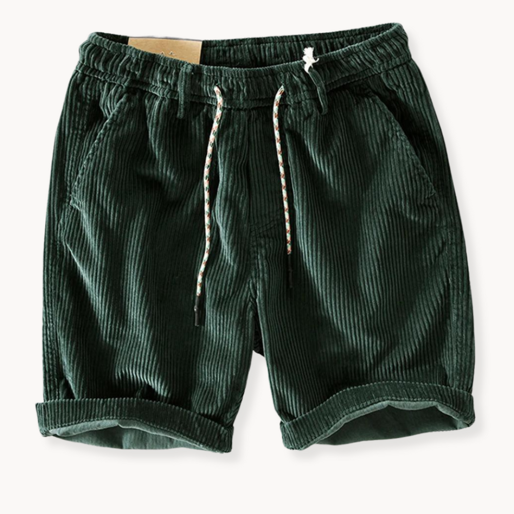Short homme kaki casual à cordon de serrage, style décontracté et confortable, idéal pour l'été.
