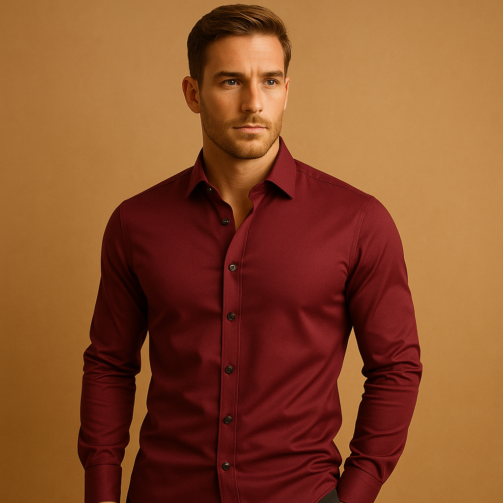 Chemise stretch homme coupe slim élégante, idéale pour bureau et casual, vêtement confortable et polyvalent.