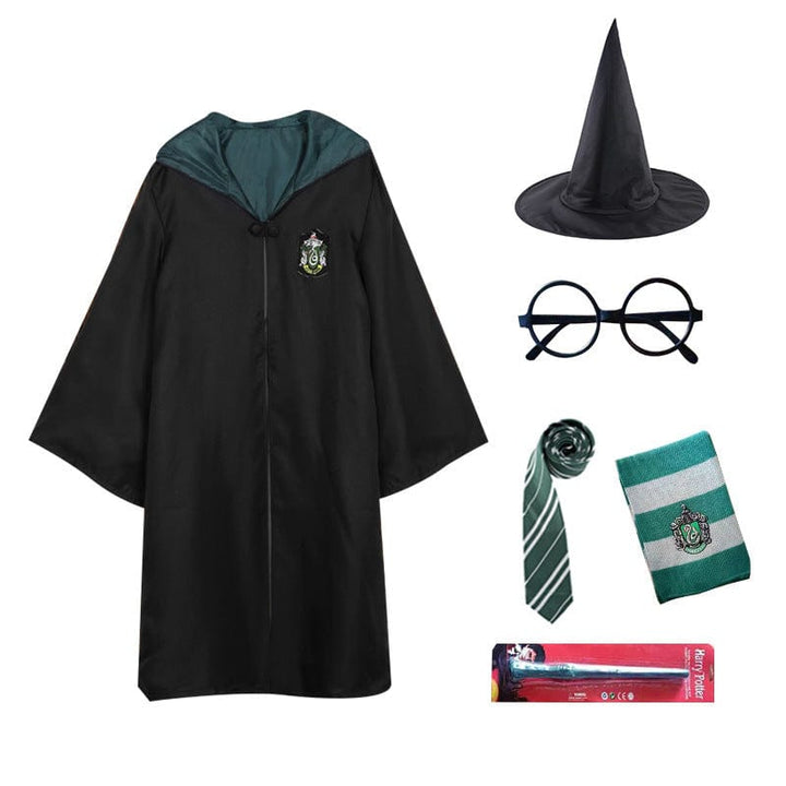 Déguisement Harry Potter enfant/adulte, cape de sorcier noire, écusson Poudlard, pour les fans de magie.