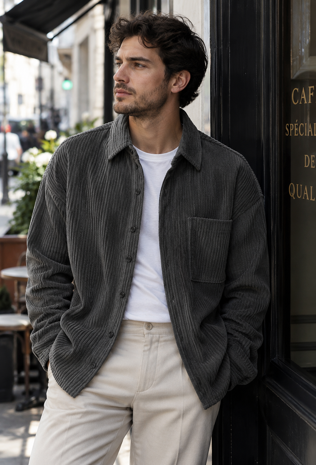 Veste légère homme, surchemise mode automne, coupe ample pour confort et élégance décontractée. Vêtement masculin.