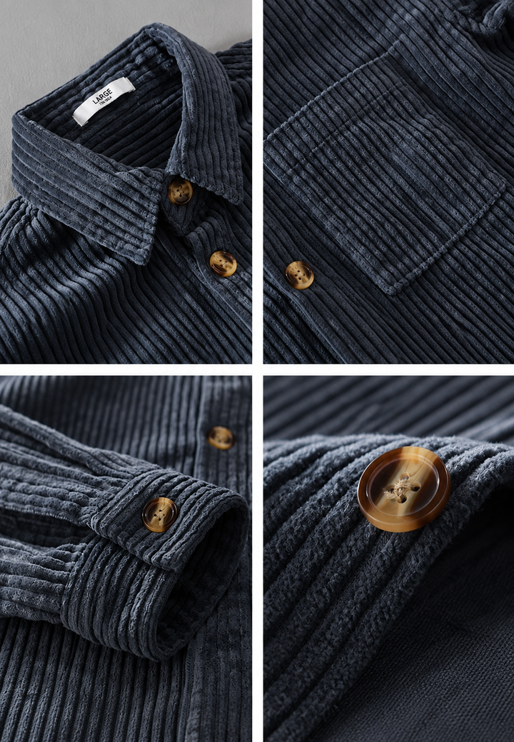 Surchemise homme décontractée bleue avec poche poitrine. Vêtement mi-saison polyvalent pour un look casual chic.